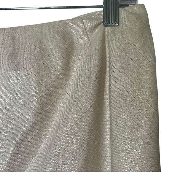 Anne Klein Suit Metallic Beige Textured Skirt Size 6 - Picture 7 of 12